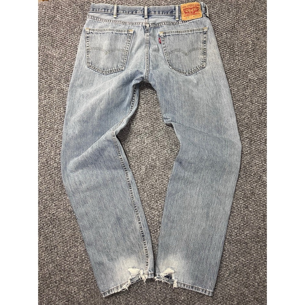 Levi's Men's Light Blue Light Wash Straight Denim Jeans Distressed Cotton 36x32 - Picture 3 of 8